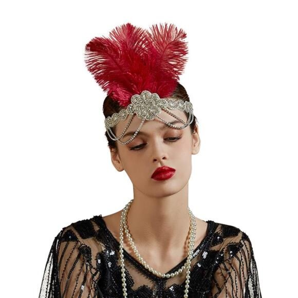 Tea Party Fascinators for Girls, Red - Picture 3 of 6